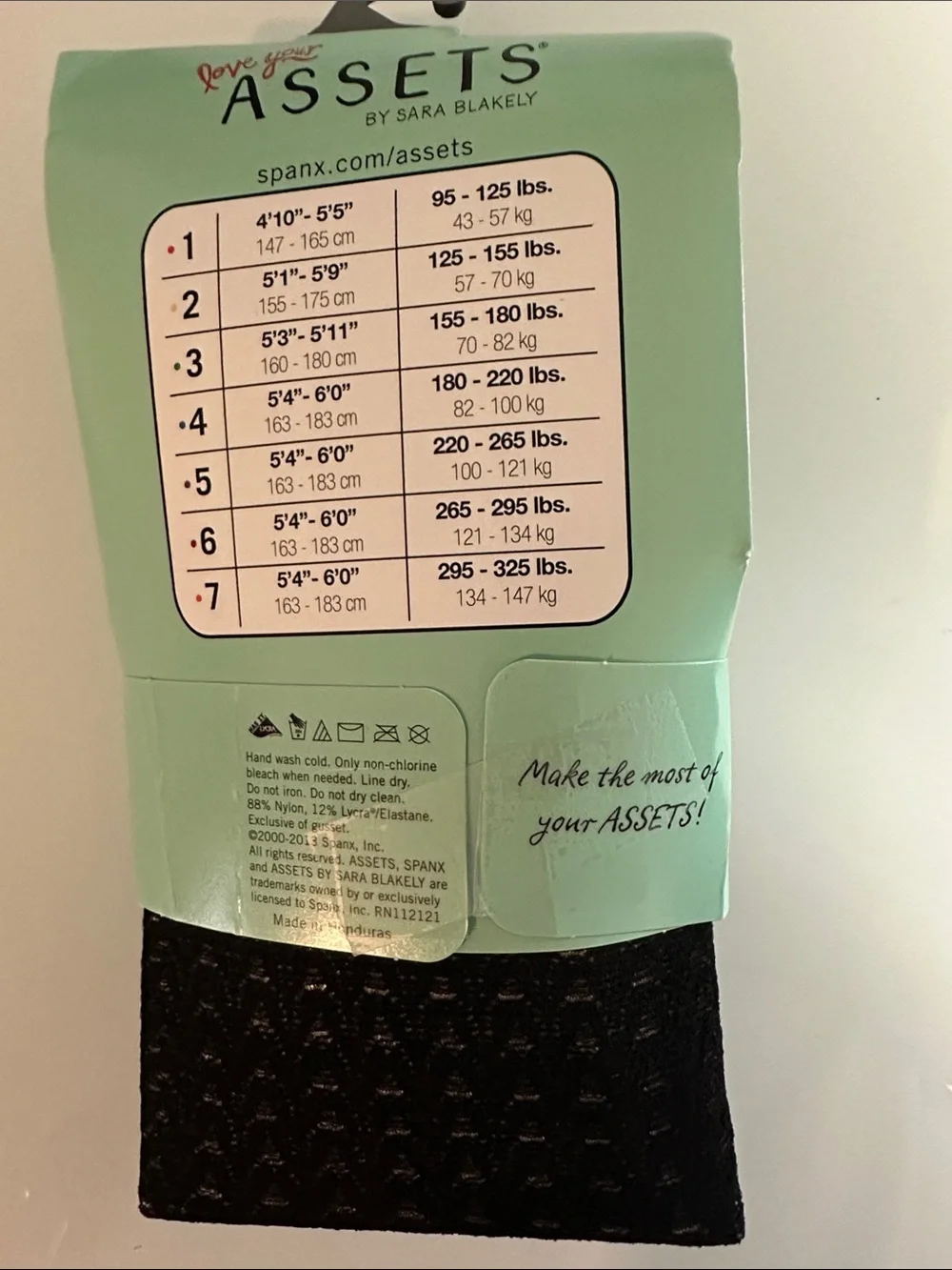 SPANX Assets Wishbone Textured Shaping Tights Black Size 2 NEW